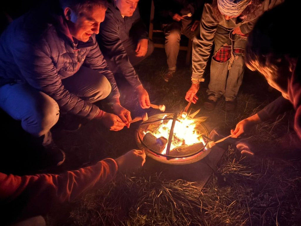 a photo of toasting marshmallows